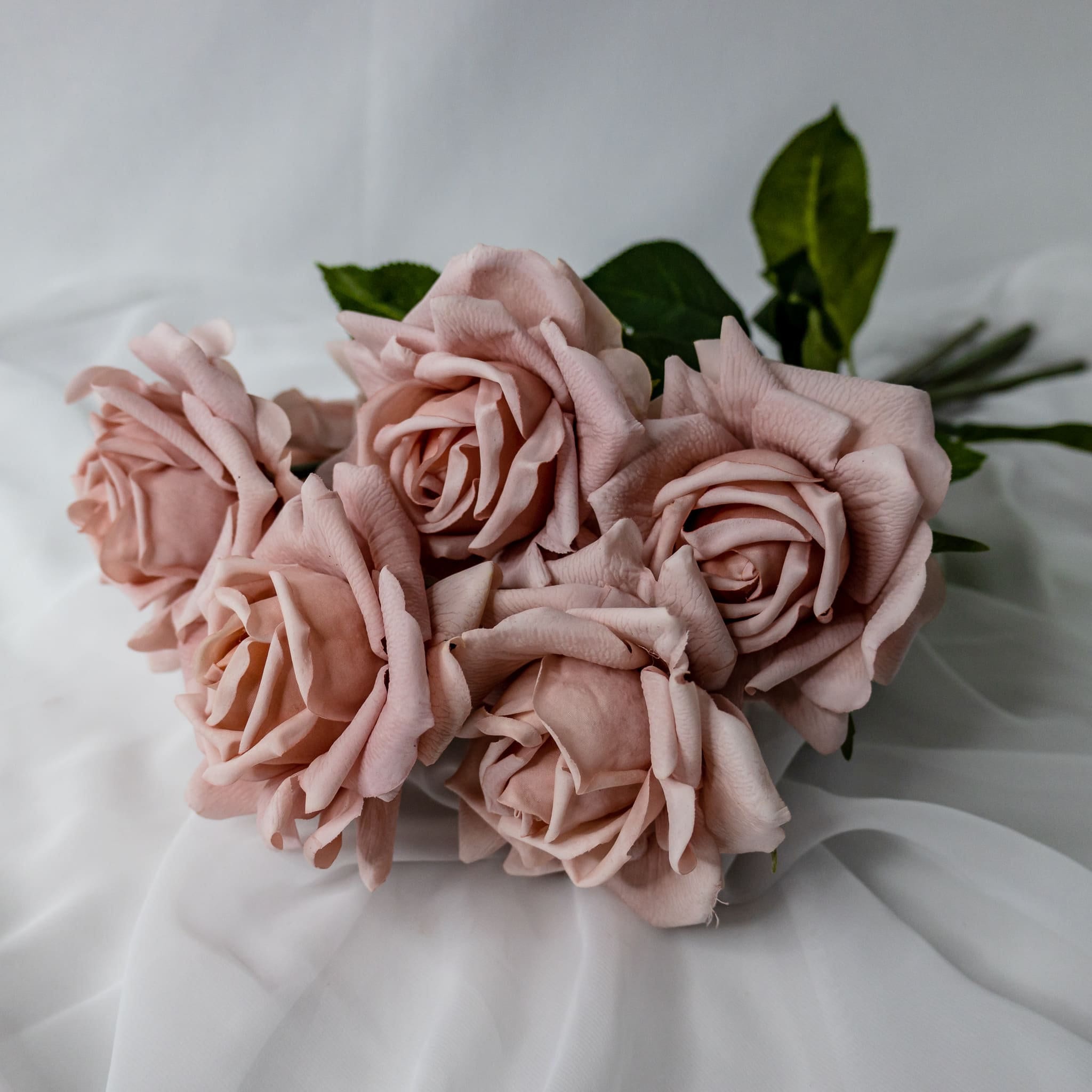 Dusty Pink Rose Real Touch Full Bloom  - Realistic Artificial Flowers