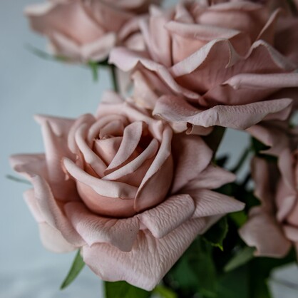Dusty Pink Rose Real Touch Full Bloom  - Realistic Artificial Flowers