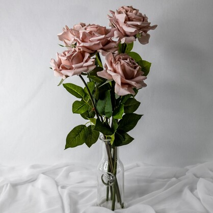Dusty Pink Rose Real Touch Full Bloom  - Realistic Artificial Flowers