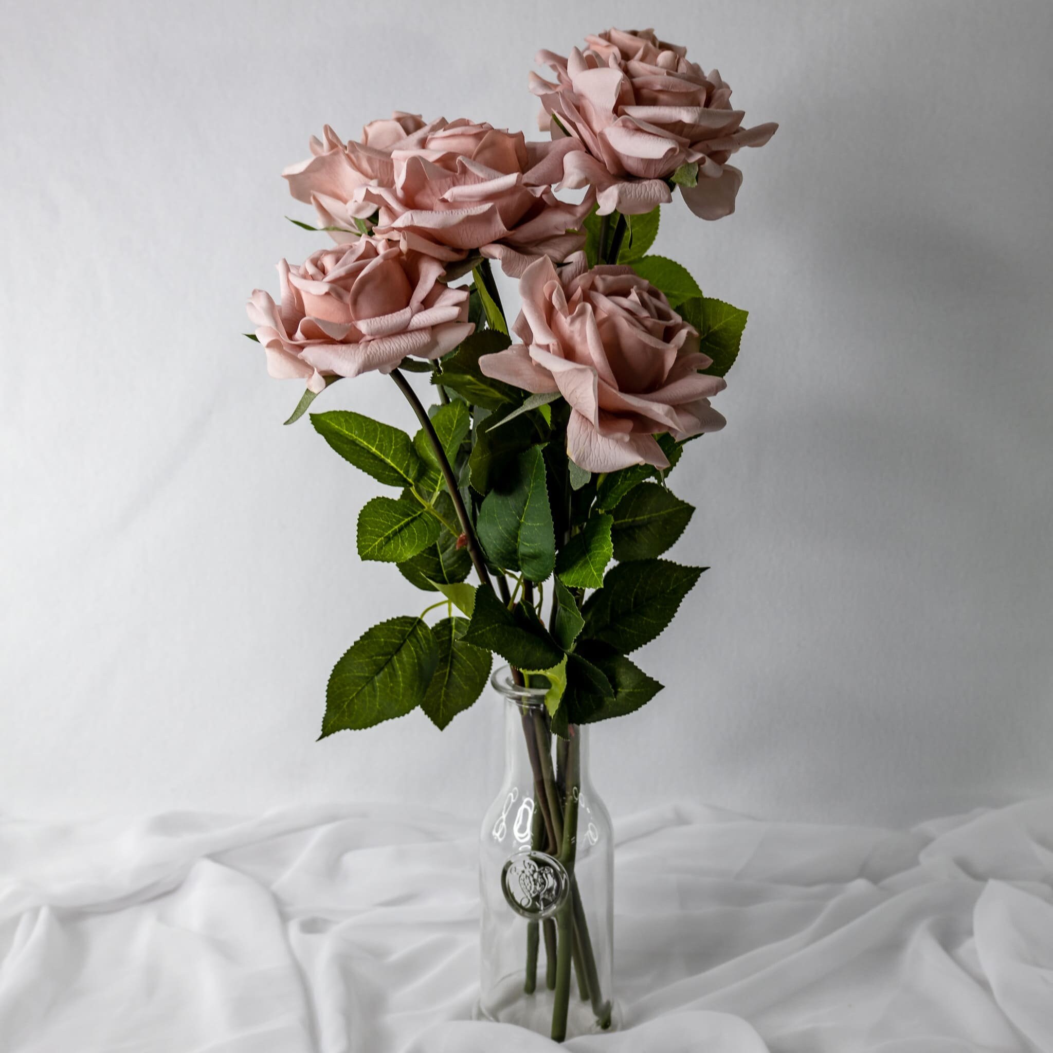 Dusty Pink Rose Real Touch Full Bloom  - Realistic Artificial Flowers
