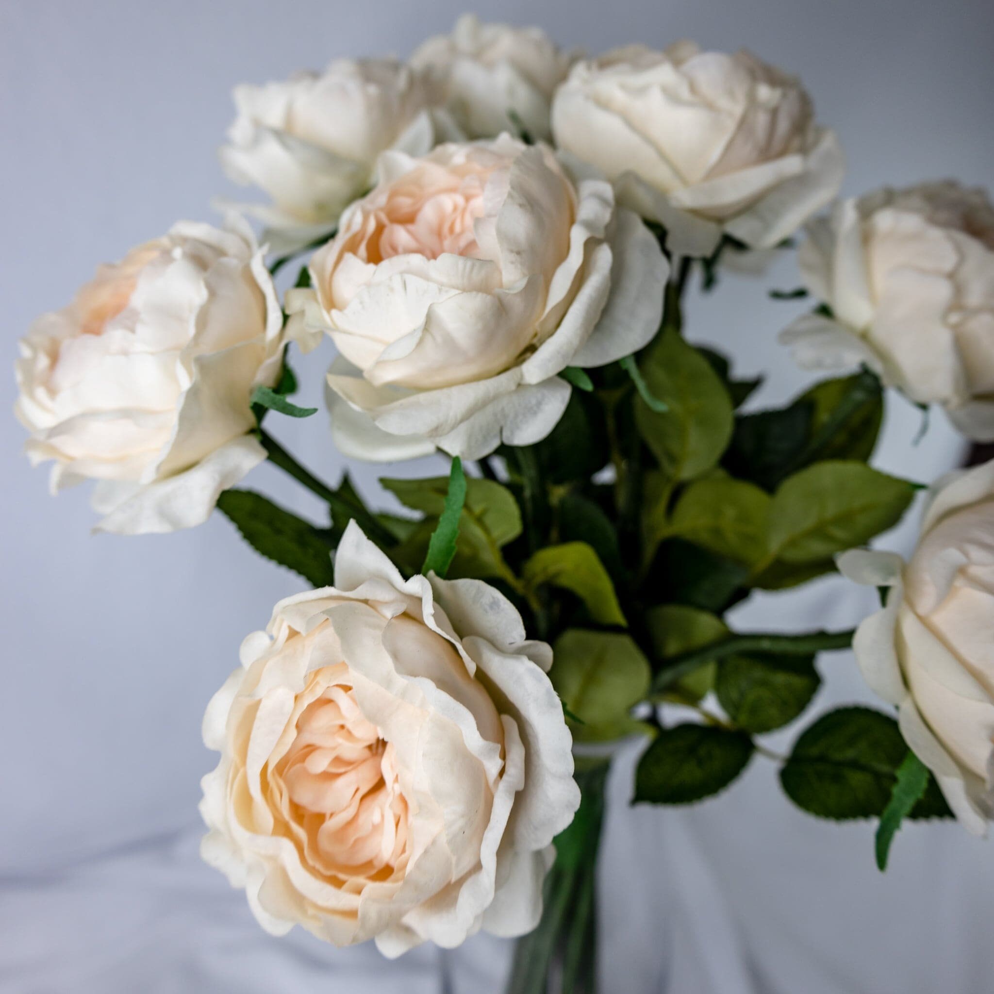 Blush Pink Real Touch David Austin Half Bloom Rose - Realistic Artificial Flowers