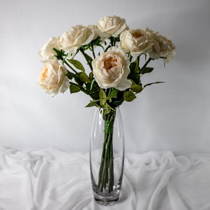 Blush Pink Real Touch David Austin Half Bloom Rose - Realistic Artificial Flowers