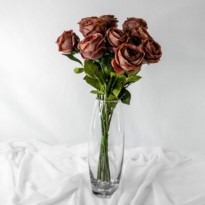 Coffee David Austin Real Touch Open Bud Rose - Realistic Artificial Flowers