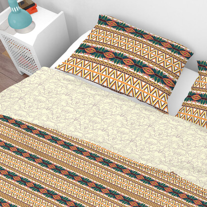 Bohemian Multicolour Geometrical Floral Cotton Reversible Quilt Cover Set