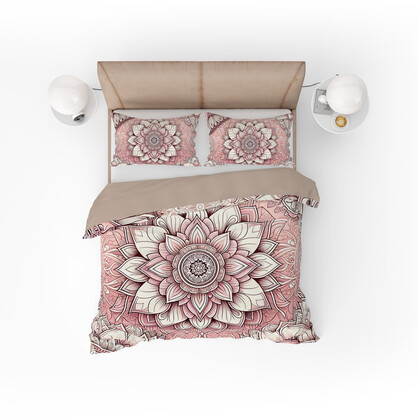 Bohemian Pink Mantra Mandala Reversible Quilt Cover Duvet Cover Set