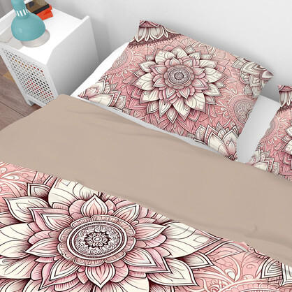 Bohemian Pink Mantra Mandala Reversible Quilt Cover Duvet Cover Set