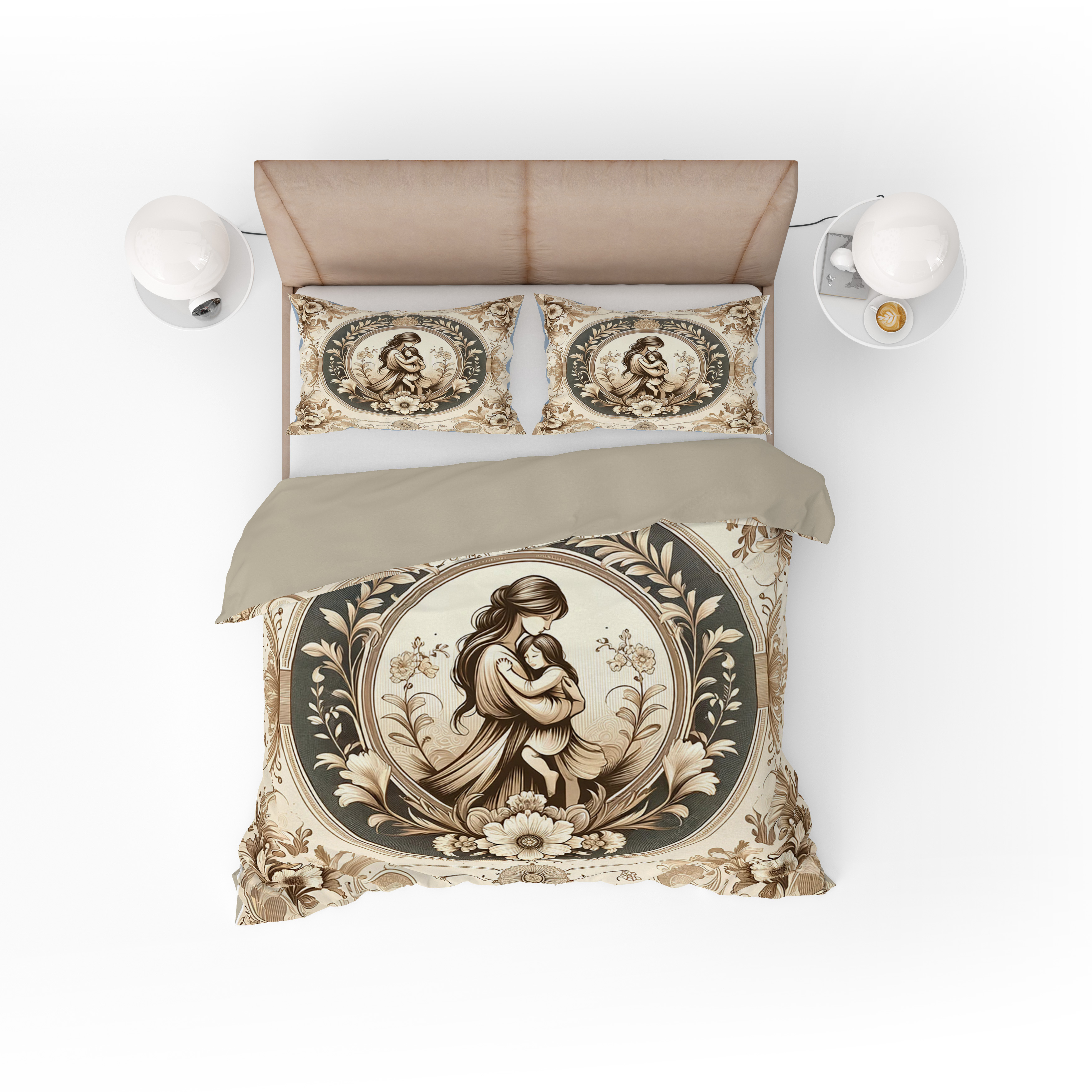 Beautiful Classic Elegant Mother Love Cotton Reversible Quilt Cover Set For Mothers