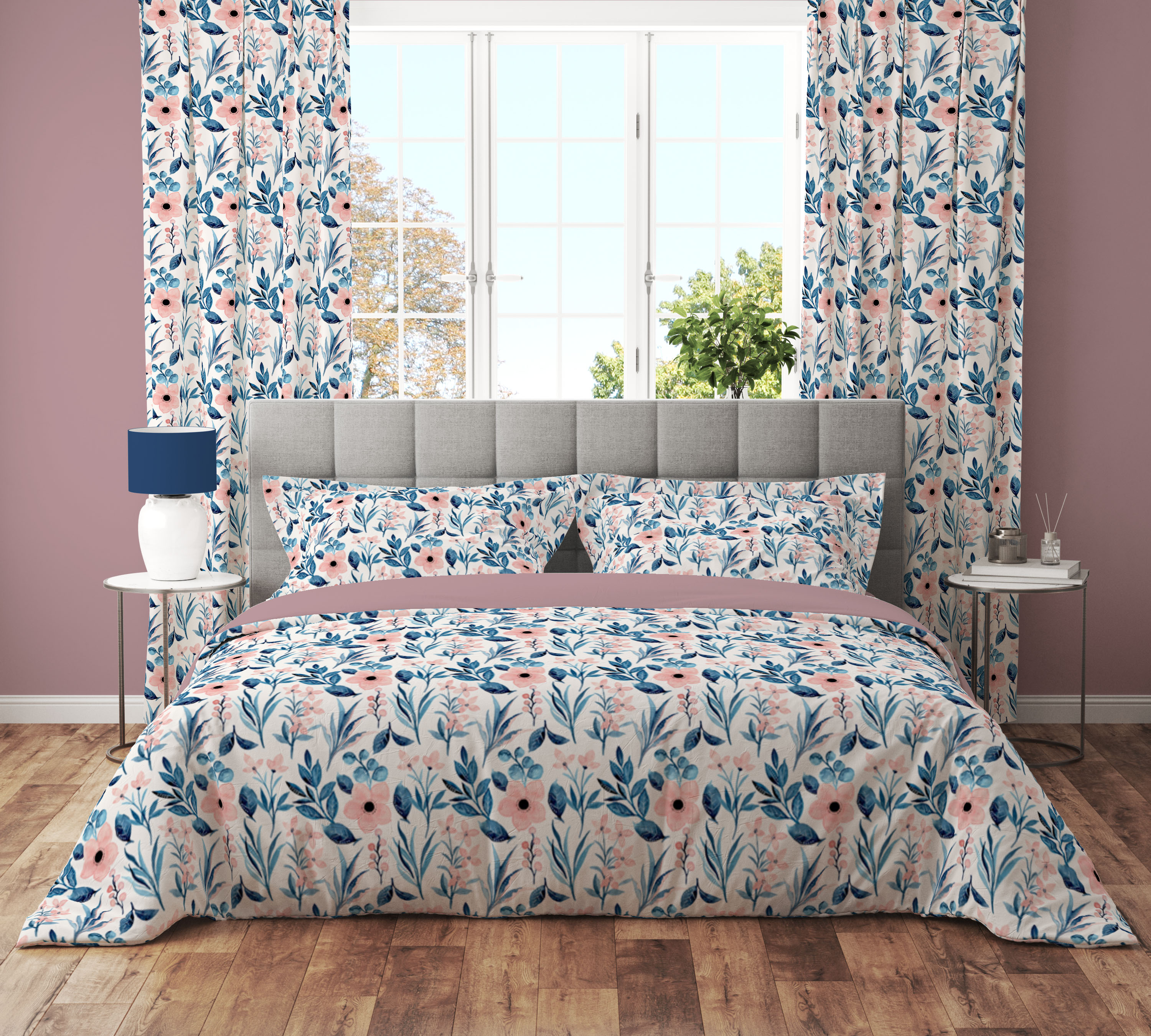 Water Colour Blue Pink Pastel Art Quilt Cover Set