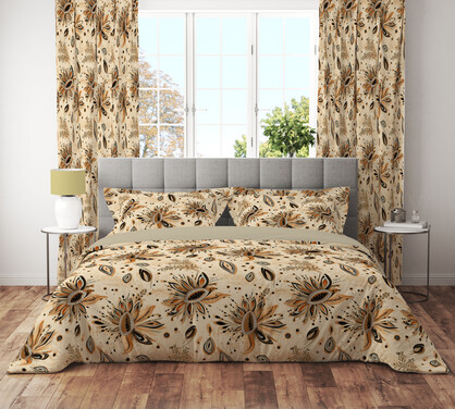 Papaya Leaf Floral Reversible Quilt Cover Set