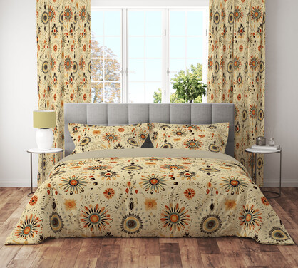 Vintage Gold Floral Reversible Quilt Cover Set