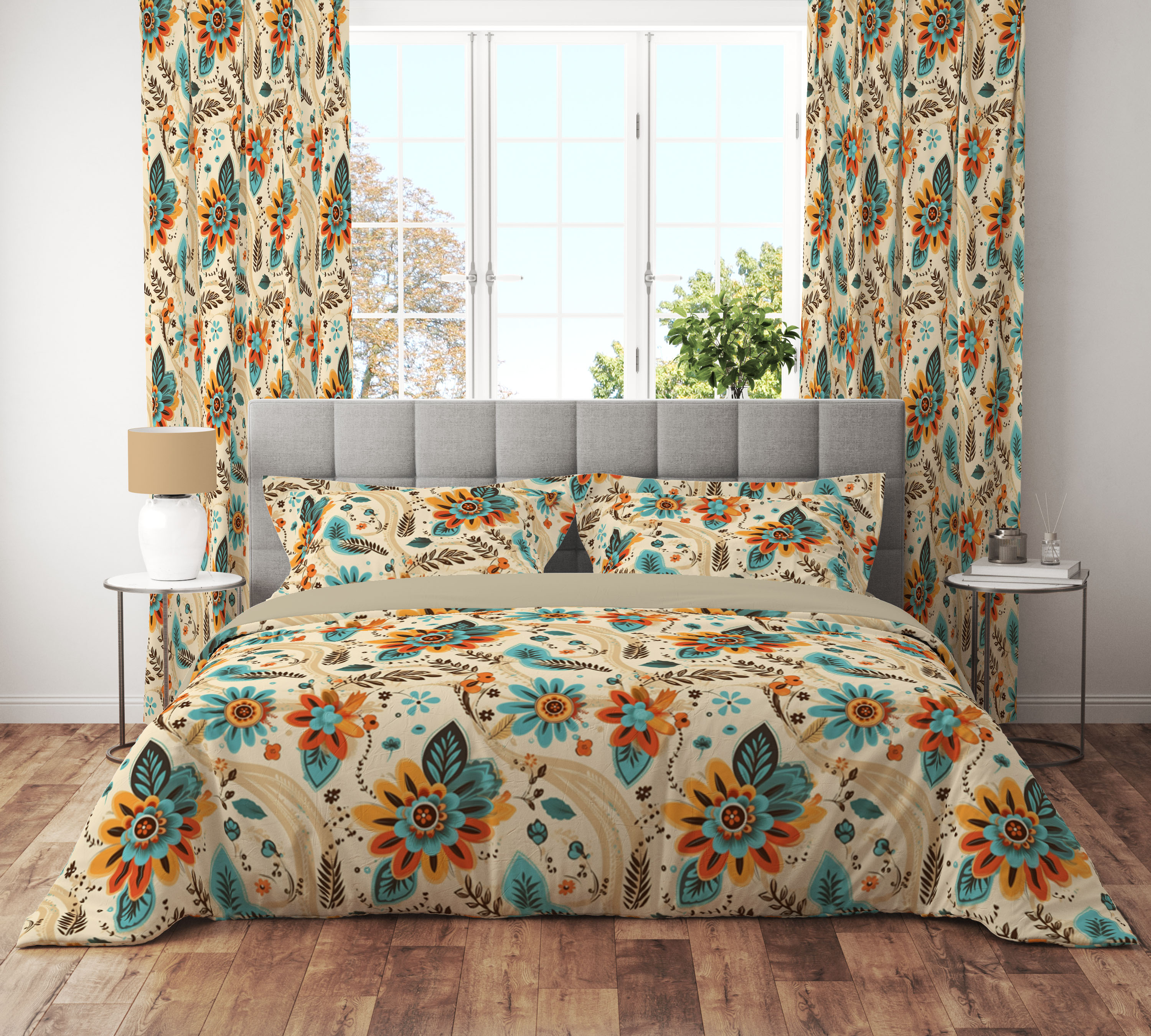 Vintage Boho Daisy Floral Reversible Quilt Cover Set