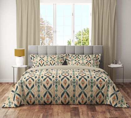 Vintage Aztec Ikat Floral Reversible Quilt Cover Set