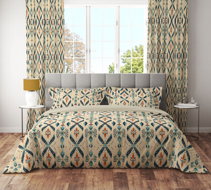 Vintage Aztec Ikat Floral Reversible Quilt Cover Set