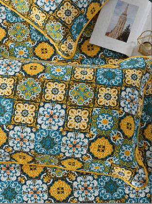 Bohemian Mosaic Cotton 3 Piece Bedspread Embroidery Bedding Set