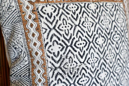 Block Print Wave Cotton Dari Cushion Cover Mustard Euro Size 65x65cm