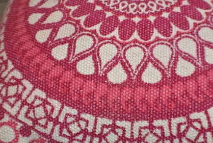 Block Print Pink Daisy Mandala Dari Cushion 50 cms