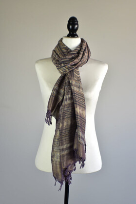 Brown Viscose Hand Dyed Printed Scarf