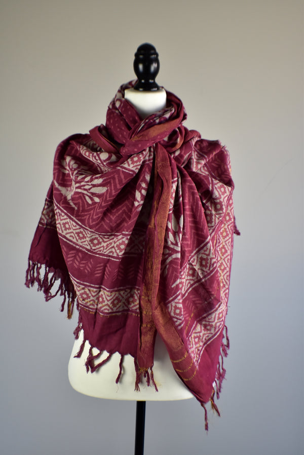 Burgundy Viscose Hand Dyed Scarf