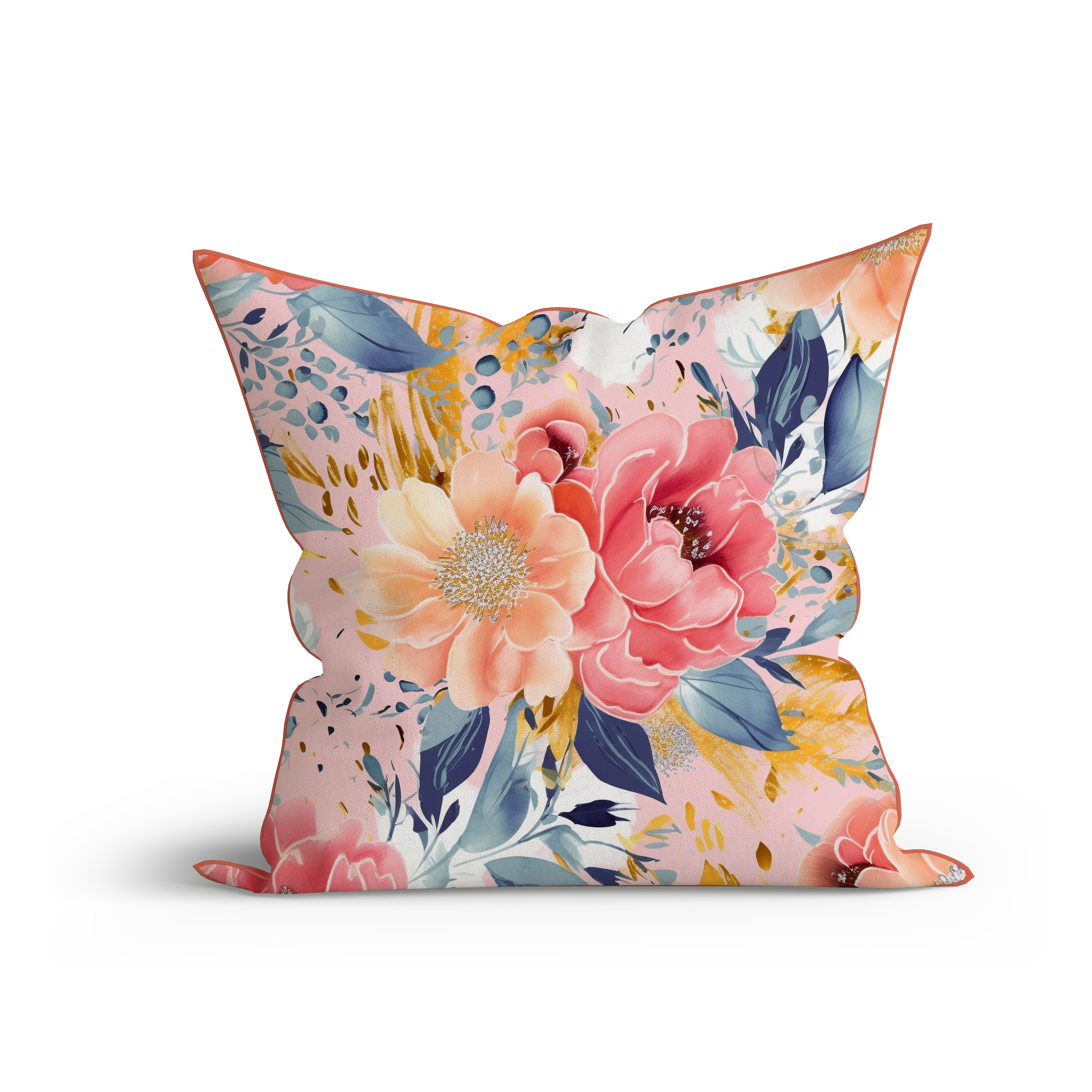 Bohemian Pastel Water Color Printed Cotton Cushion with Piping