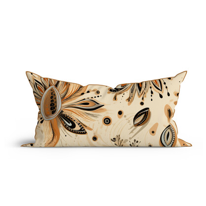 Bohemian Nude Blossom Elegance Printed Cotton Cushion with Piping