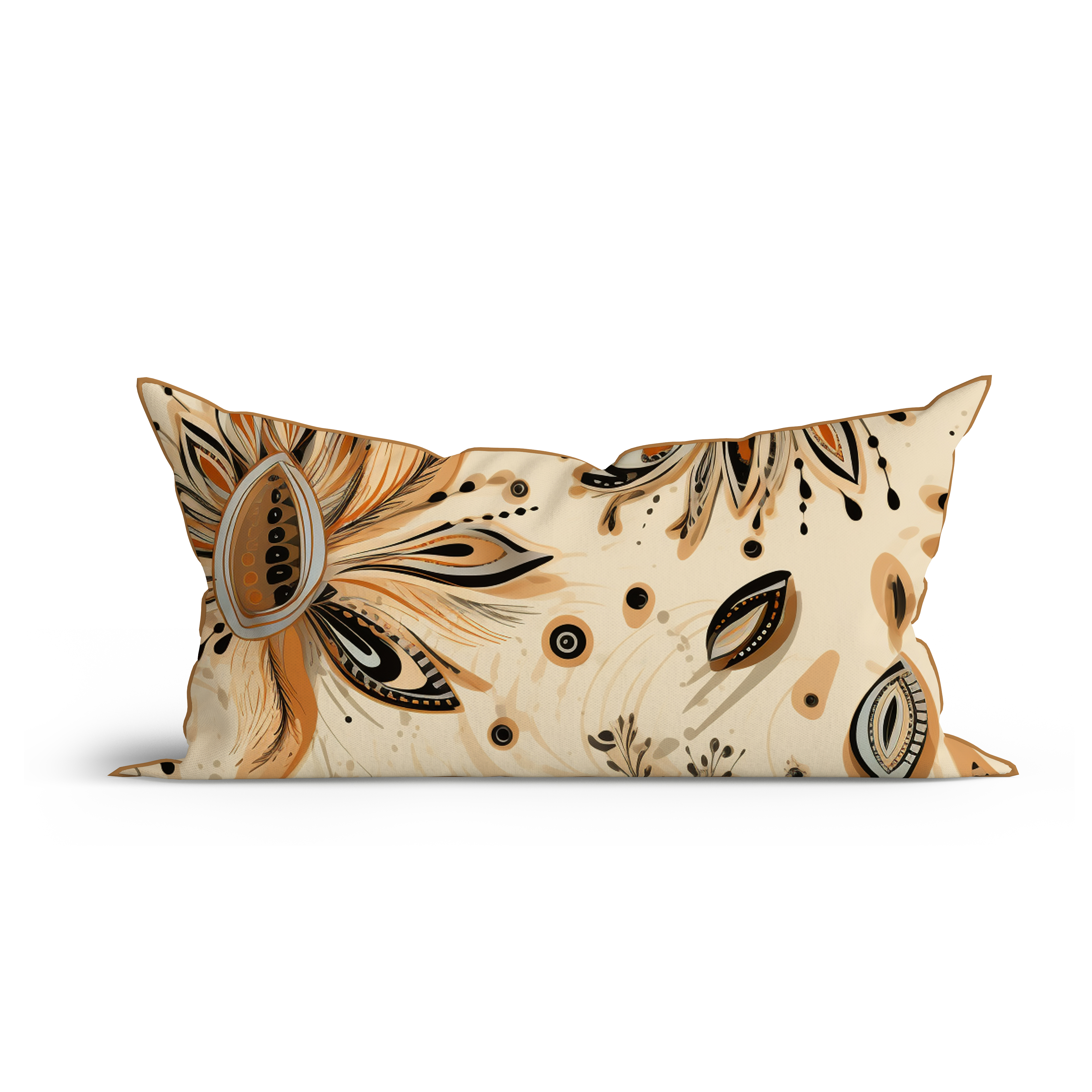 Bohemian Nude Blossom Elegance Printed Cotton Cushion with Piping