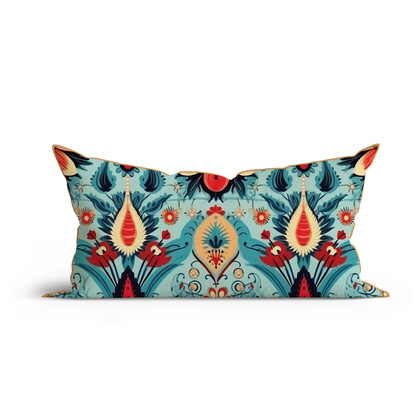 Bohemian Floral Delight Printed Sofa Cushion Cover Set with Piping