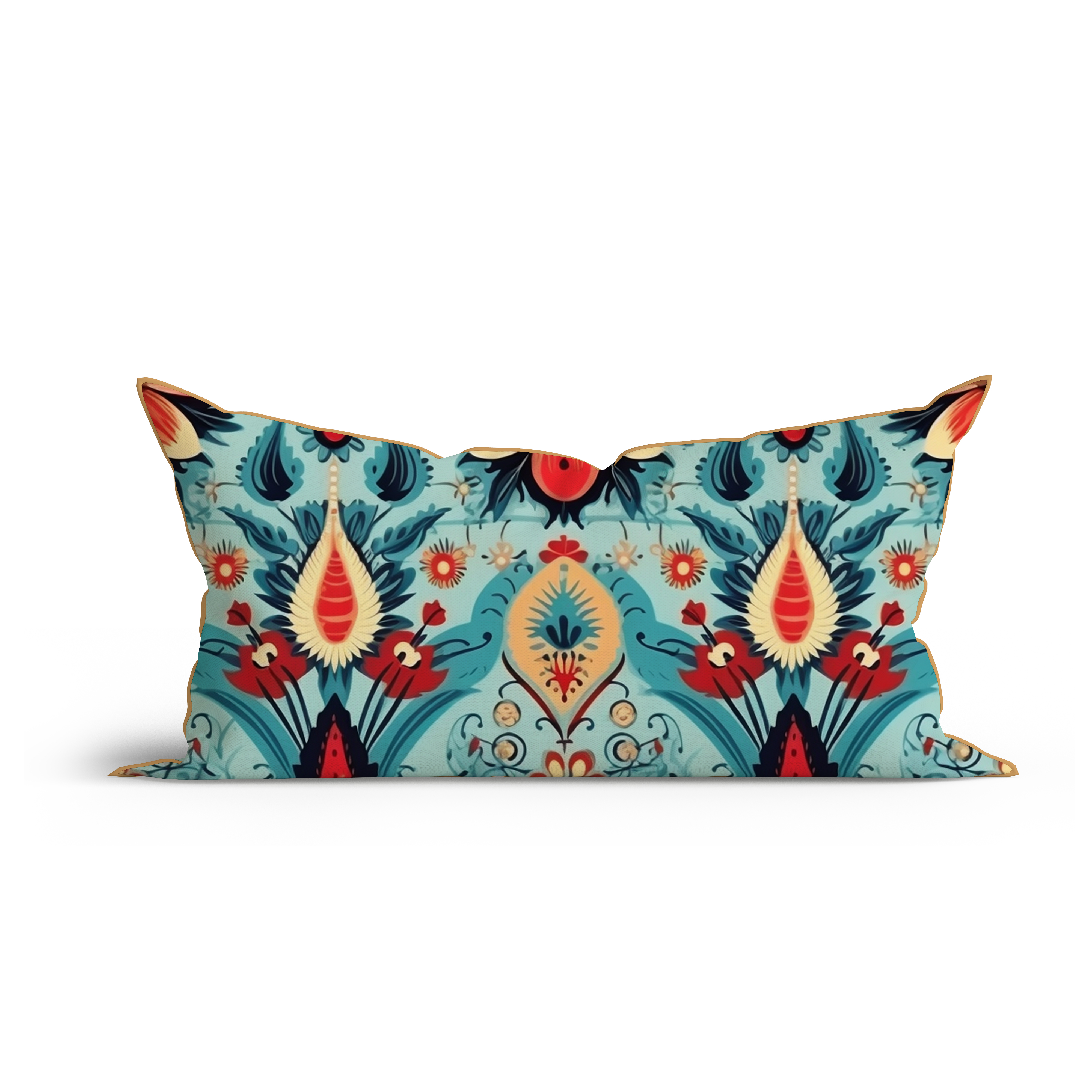Bohemian Floral Delight Printed Sofa Cushion Cover Set with Piping