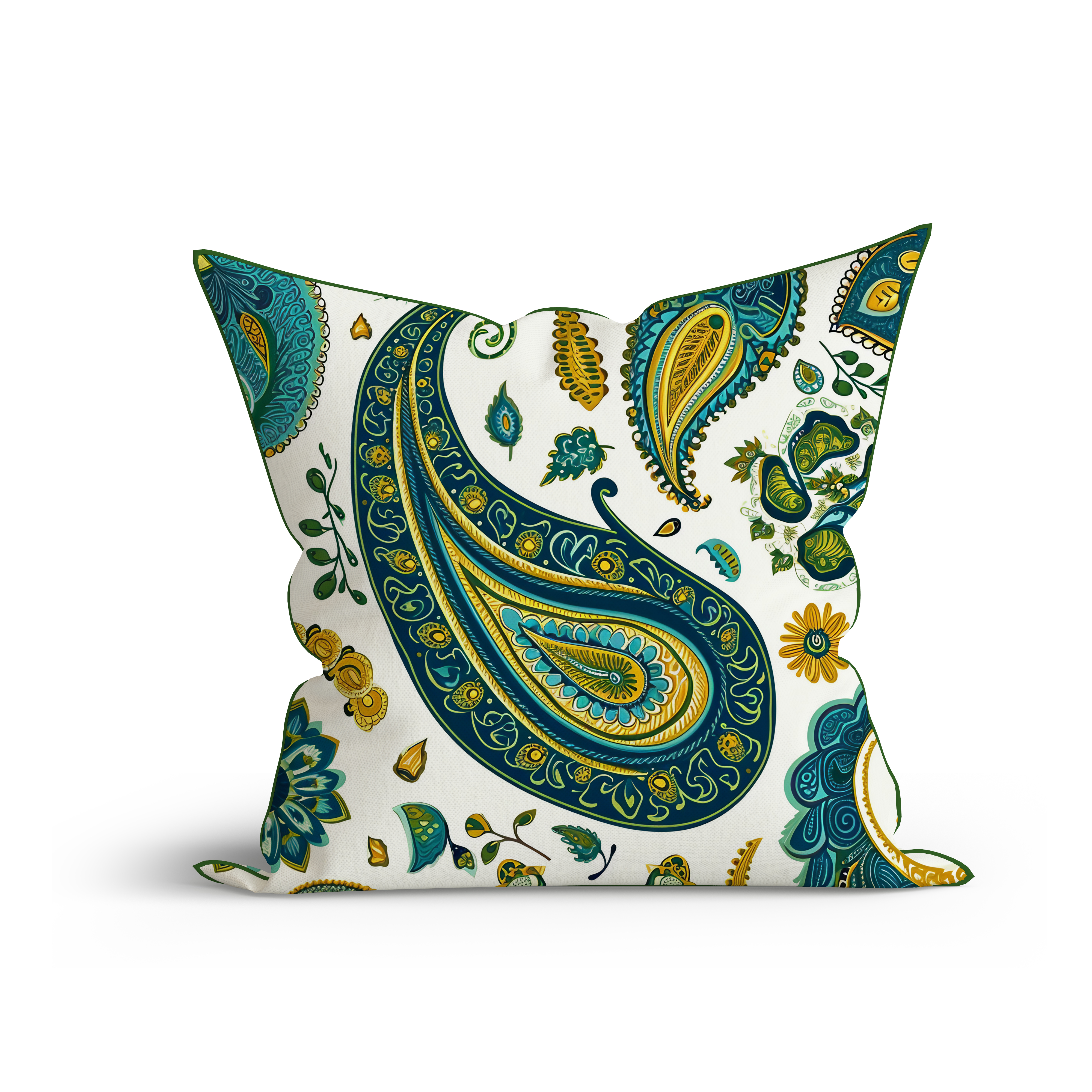 Bohemian Paisley Dream Printed Sofa Cushion Cover Set with Piping