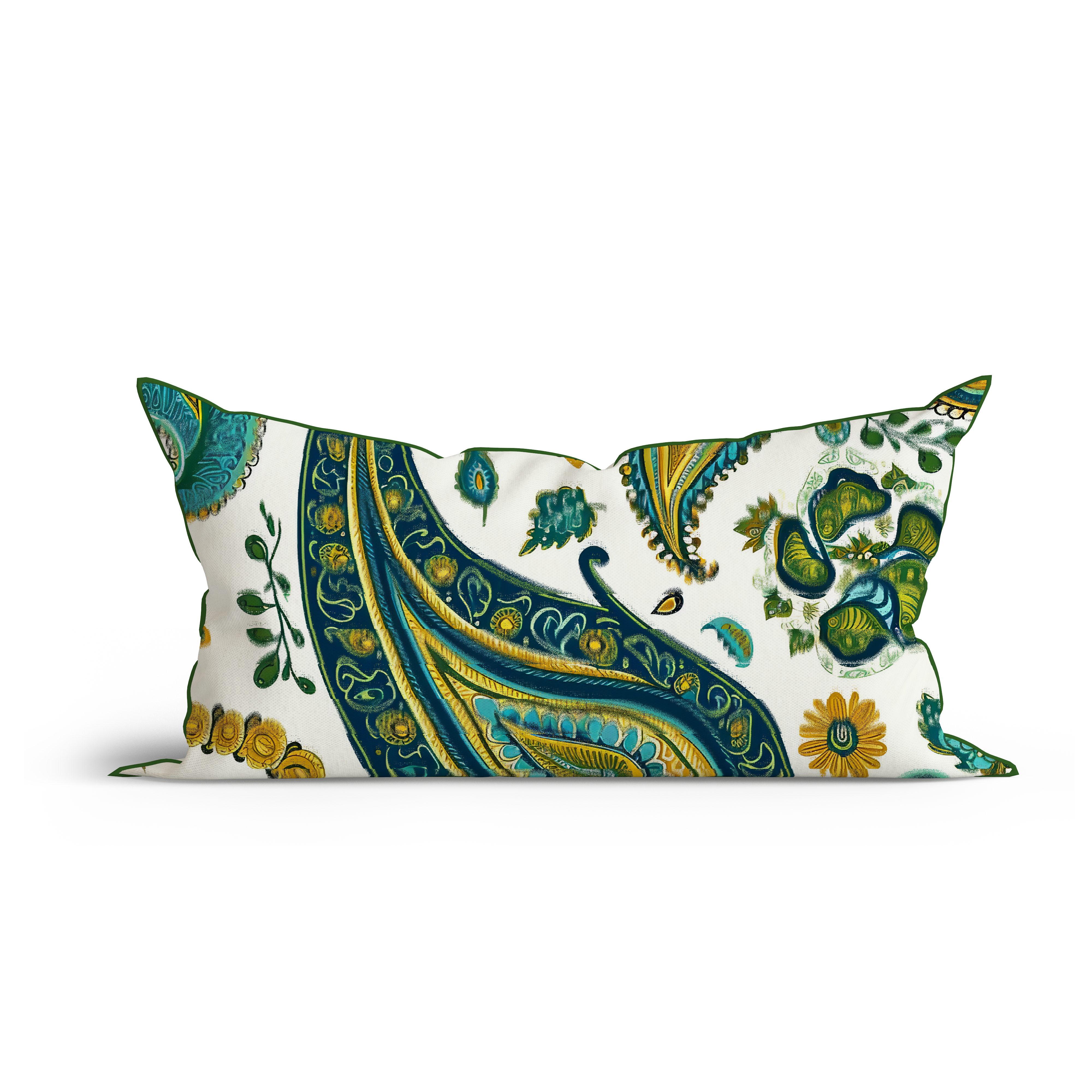 Bohemian Paisley Dream Printed Sofa Cushion Cover Set with Piping