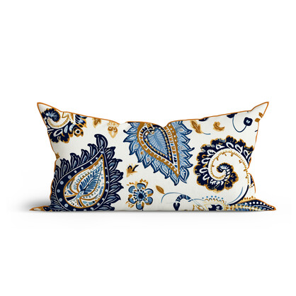 Bohemian Retro Harmony Printed Cotton Cushion with Piping