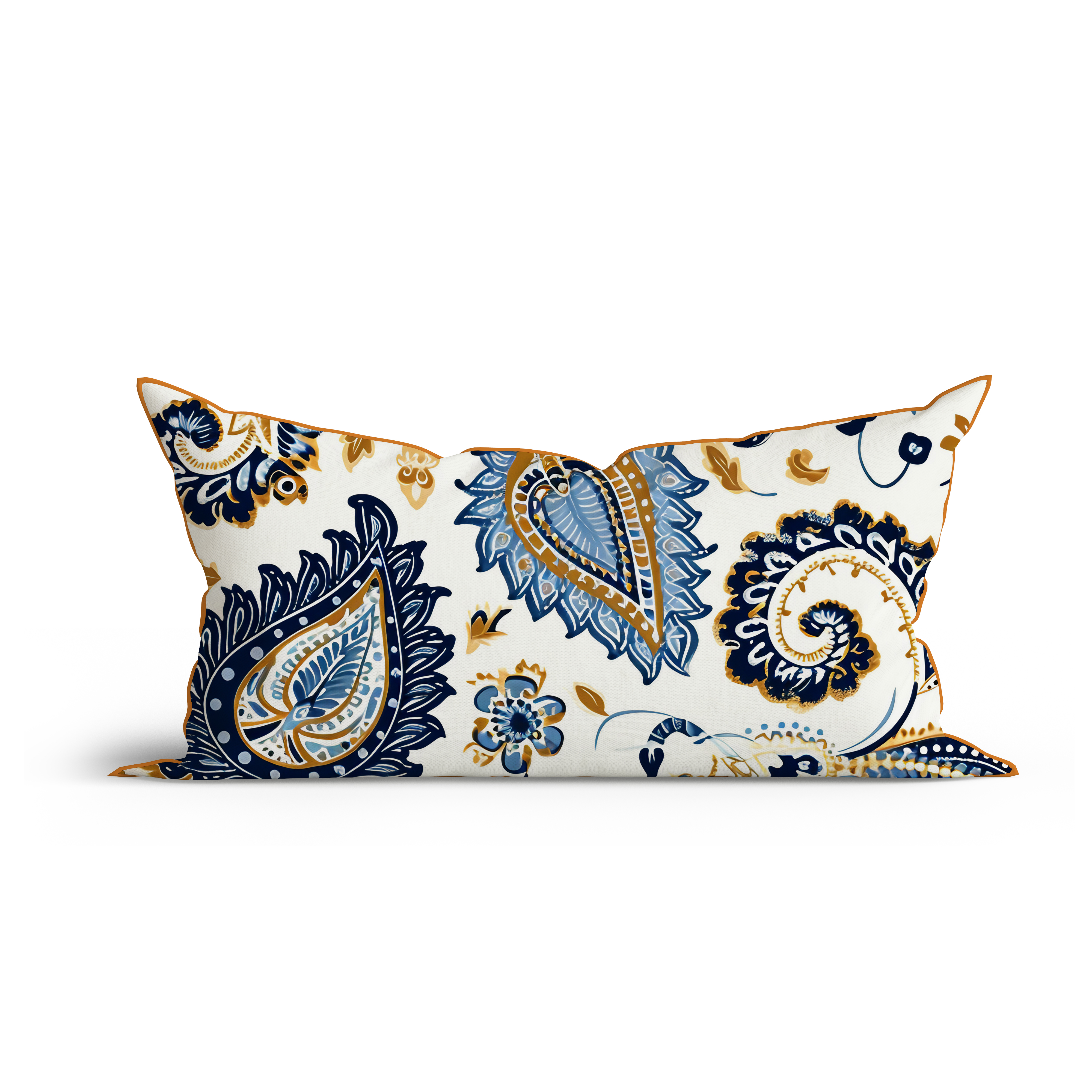 Bohemian Retro Harmony Printed Cotton Cushion with Piping