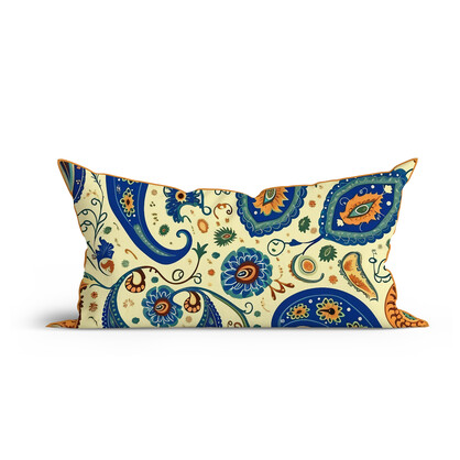 Bohemian Midnight Paisley Charm Printed Cotton Cushion with Piping