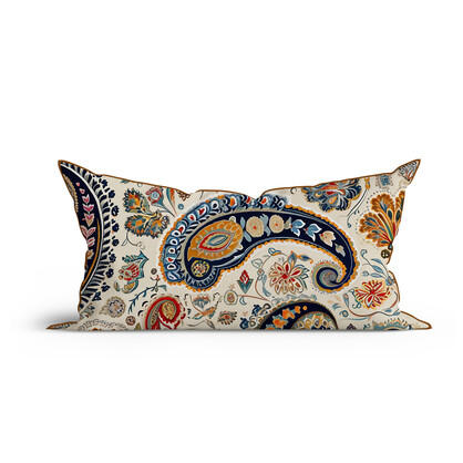 Bohemian Classic Nude Paisley Cotton Cushion with Piping