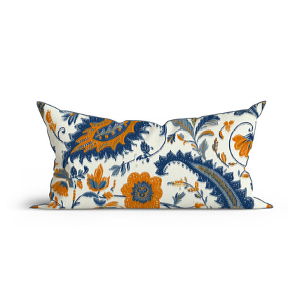 Boho Serene Leaf Paisley Printed Cotton Cushion with Piping
