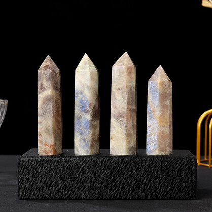Blue Moon Stone Crystal Tower Point Generator - White Energy