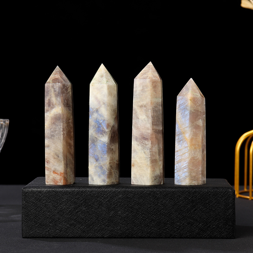 Blue Moon Stone Crystal Tower Point Generator - White Energy