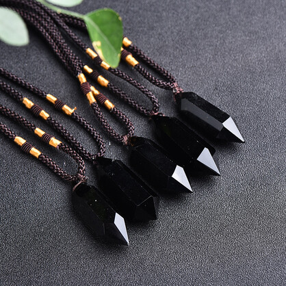 Natural Black Obsidian Necklace - 4-5cm