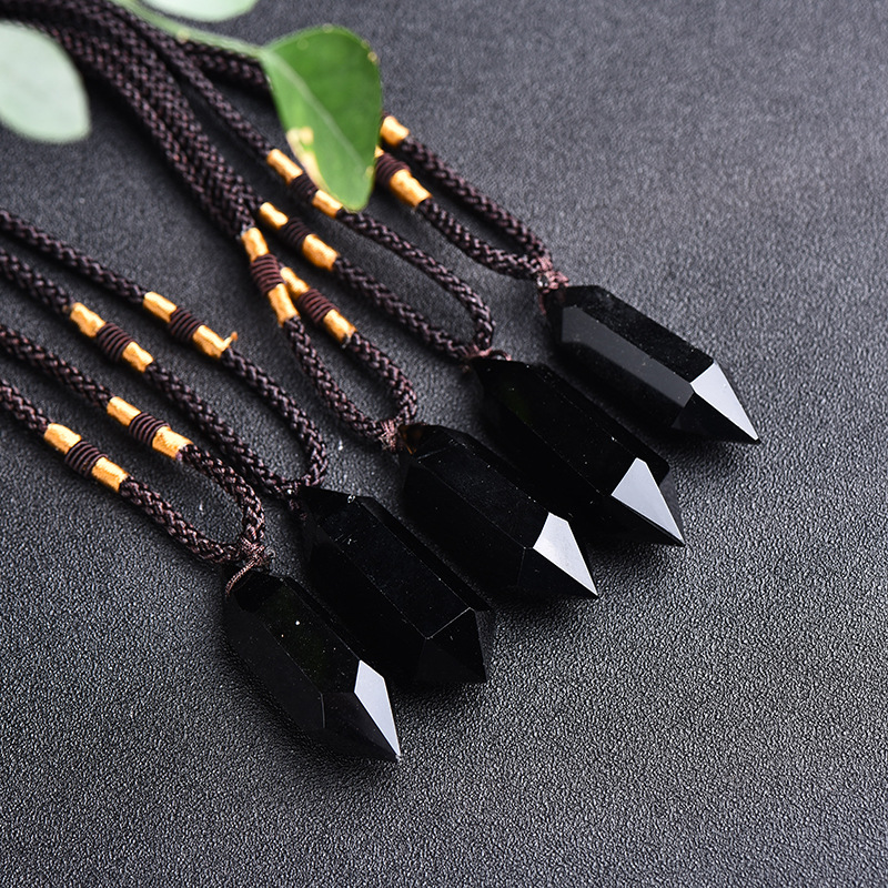 Natural Black Obsidian Necklace - 4-5cm