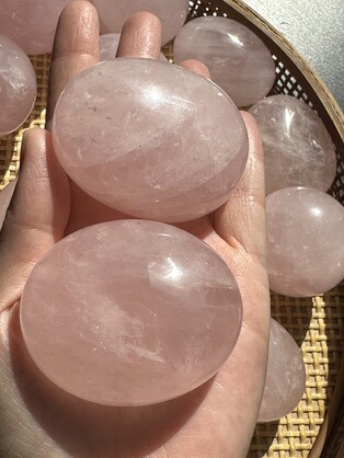 Rose Quartz Palm Stone - Natural Healing Crystal for Love