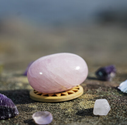 Rose Quartz Palm Stone - Natural Healing Crystal for Love