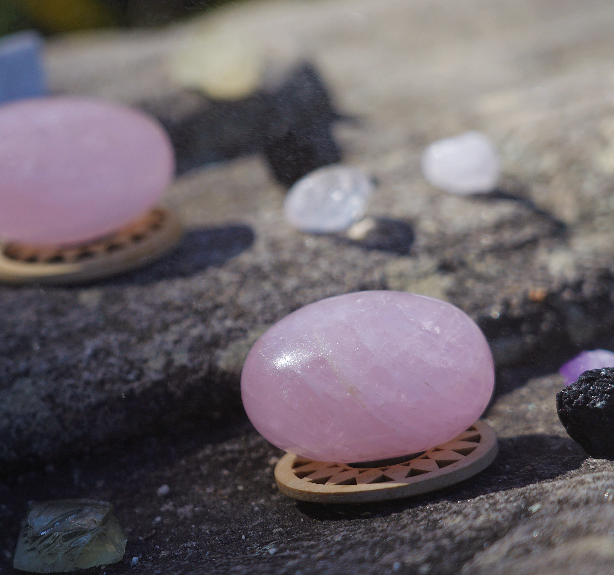 Rose Quartz Palm Stone - Natural Healing Crystal for Love