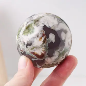 Black Flower Agate Sphere - Healing Crystal, Self-Growth, Gr