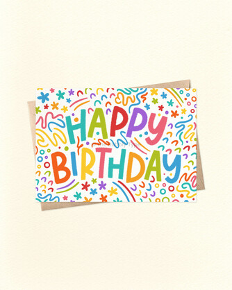 Happy Birthday (Rainbow Squiggles) - A6 Greeting Card