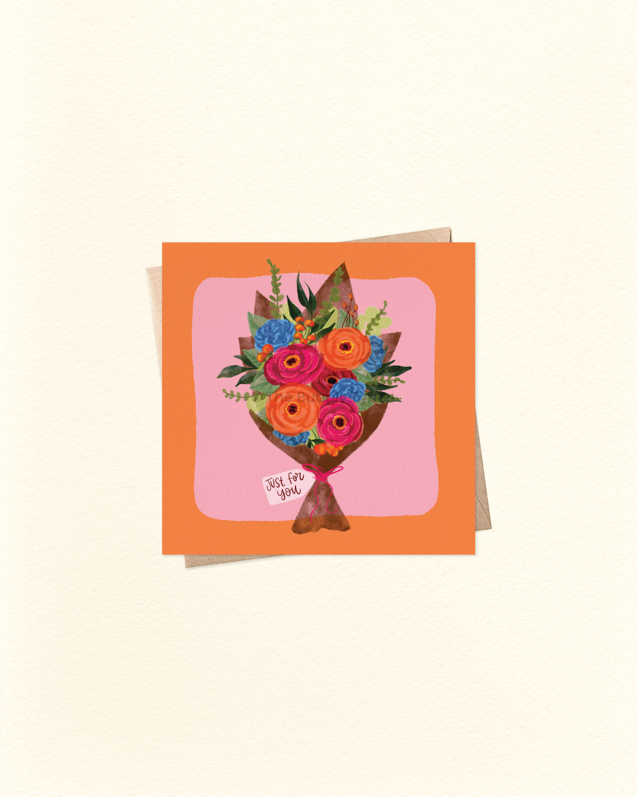 Just For You Flower Bouquet - Small Square Greeting Card