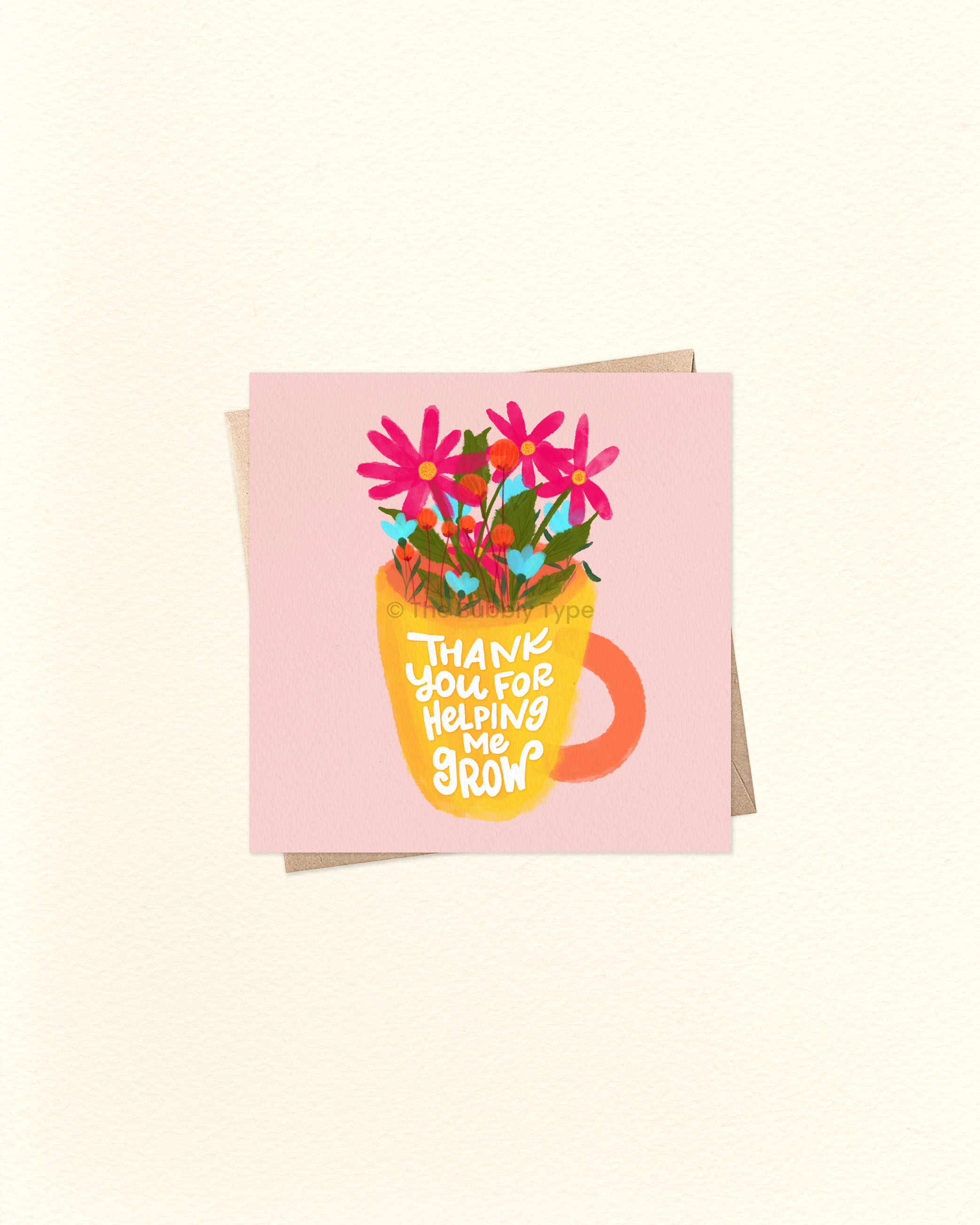 Thank You For Helping Me Grow - Small Square Greeting Card