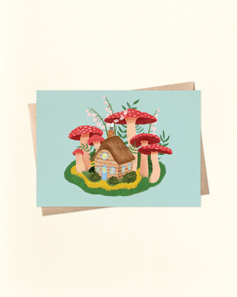 Mushroom Cottage - A6 Greeting Card