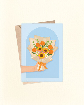 Orange Flowers Bouquet - A6 Greeting Card