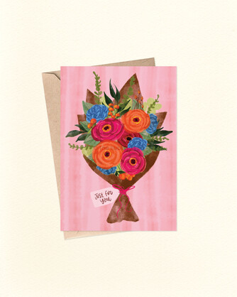 Just For You Flower Bouquet - A6 Greeting Card
