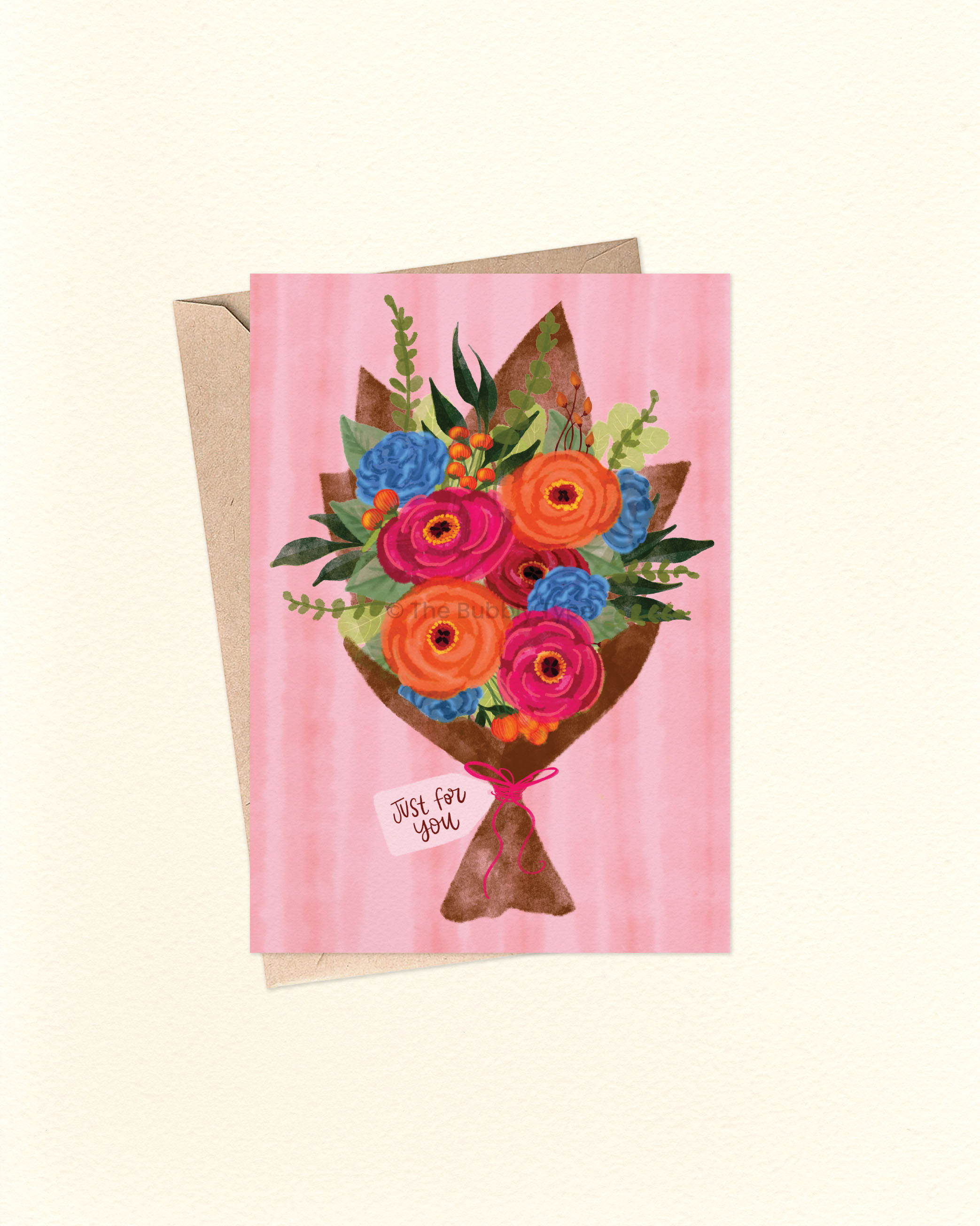 Just For You Flower Bouquet - A6 Greeting Card