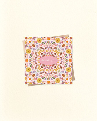 Thank You (Watercolour Tile) - Small Square Greeting Card